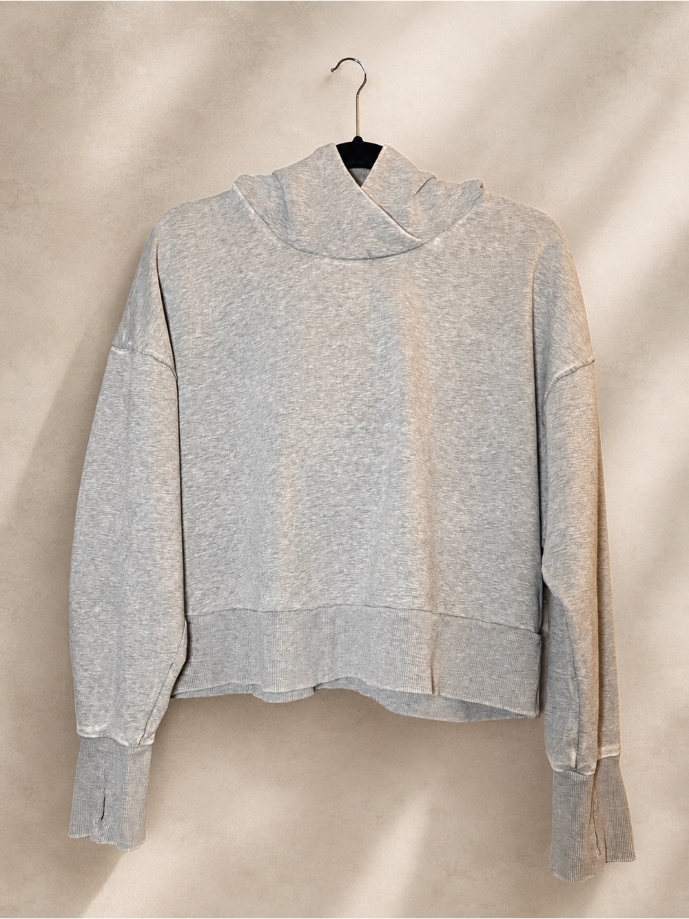 JoyLab Gray Cowl Neck Cropped Hoodie Sweatshirt Size L